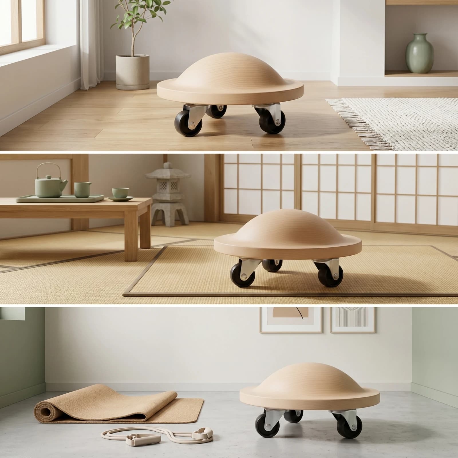 Ab Roller with Caster Wheels Slim Wooden Exercise Wheel Ab Roller Wheel Sturdy Fitness Equipment Long-Lasting for Athletes