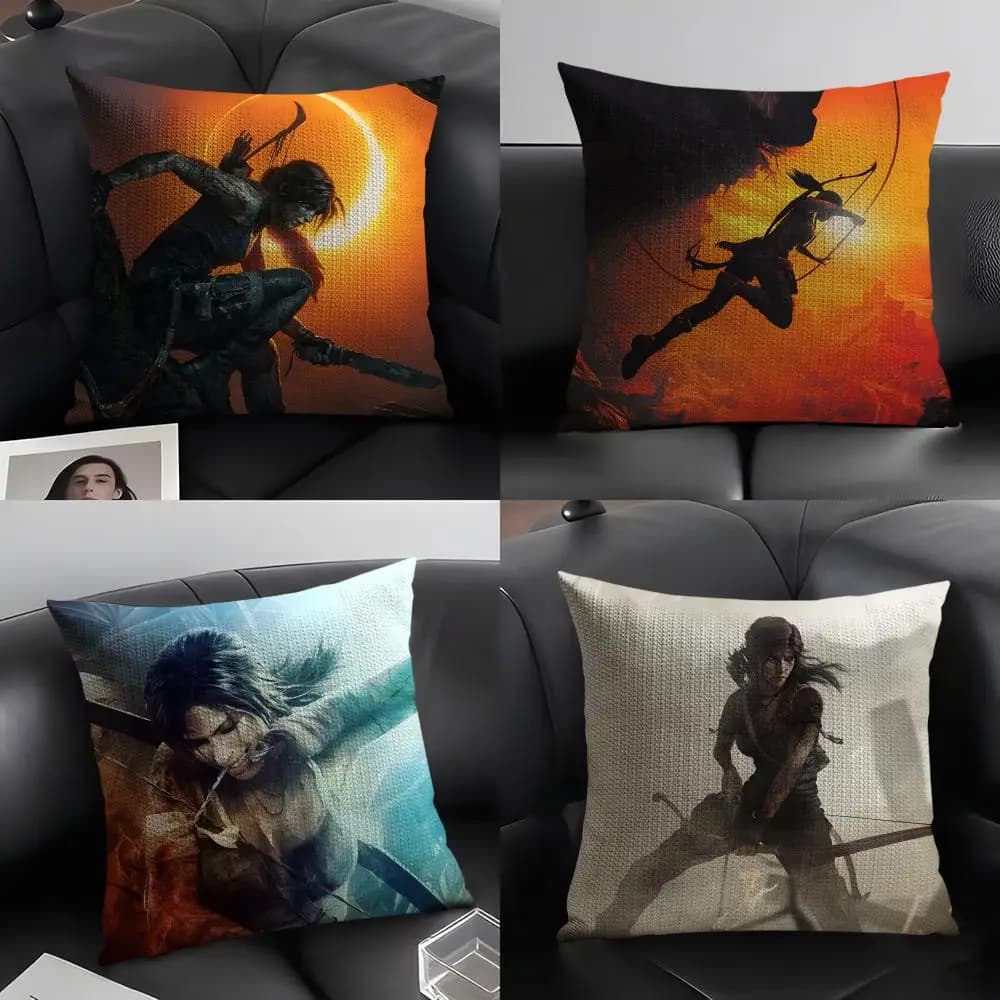 S-Shadow Of The Tomb Raider Natural Linen Pillow Lining, Organic Fabric, Front-Retro Printing, Sofa Decoration, Home, Gift, Pillowcase