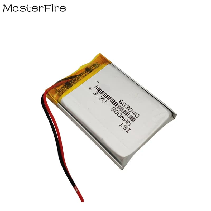 Batteria Ricaricabile ai Polimeri di Litio 3.7V 800mAh 603040 per Cuffie Bluetooth, Baby Monitor, E-book, Fotocamera, Luce LED