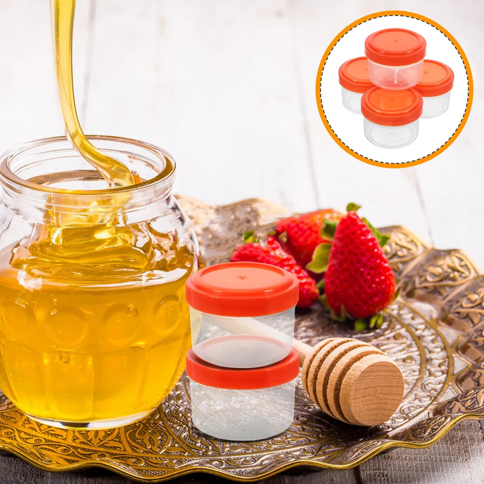 Set di 4 Contenitori per Salse in PP, Mini Scatole per Condimenti, Ideali per Controllo Porzioni, Preparazione Pasti, BBQ all'Aperto, Salse per Insalata, Ketchup e Salse Varie