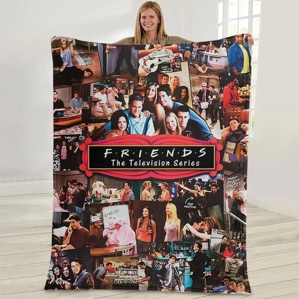 Friends TV Show Coperta in flanella per bambini Regalo per ragazze adulte Coperta da viaggio per picnic Coperta da tiro per coperte nere applicabili per tutte le stagioni
