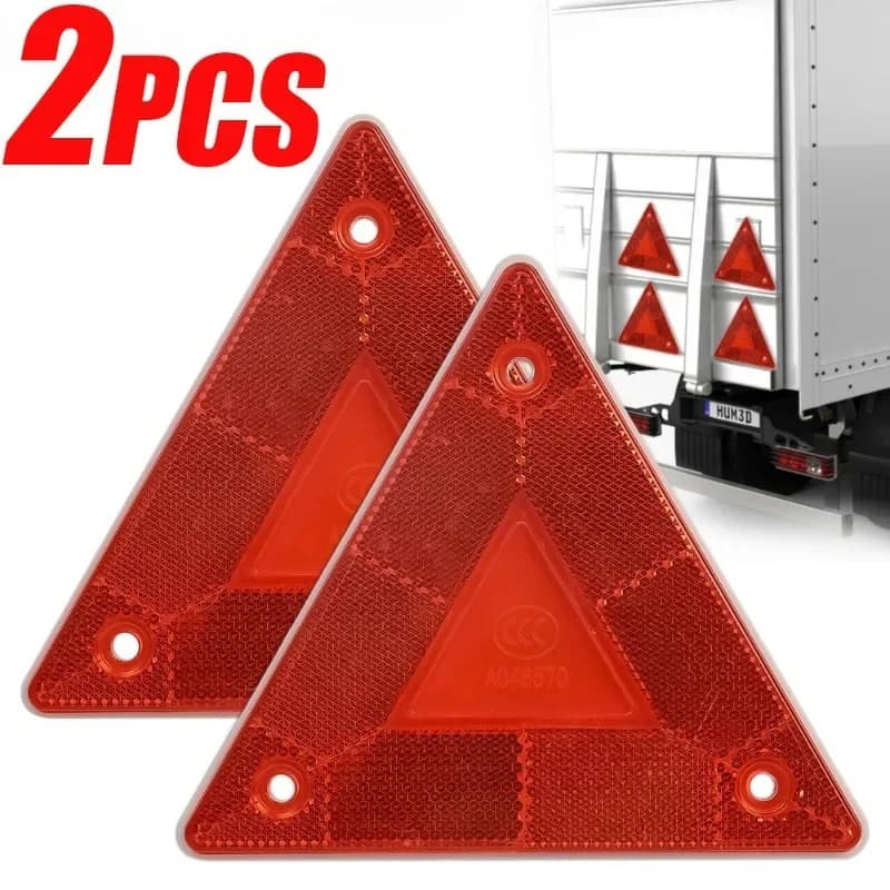 2/1 pz Triangolo Avvertimento Strisce Riflettenti Segnale di Avvertimento di Arresto del Veicolo Riflettore di Sicurezza Rosso per Rimorchio RV Bordo Camion Piastra di Luce