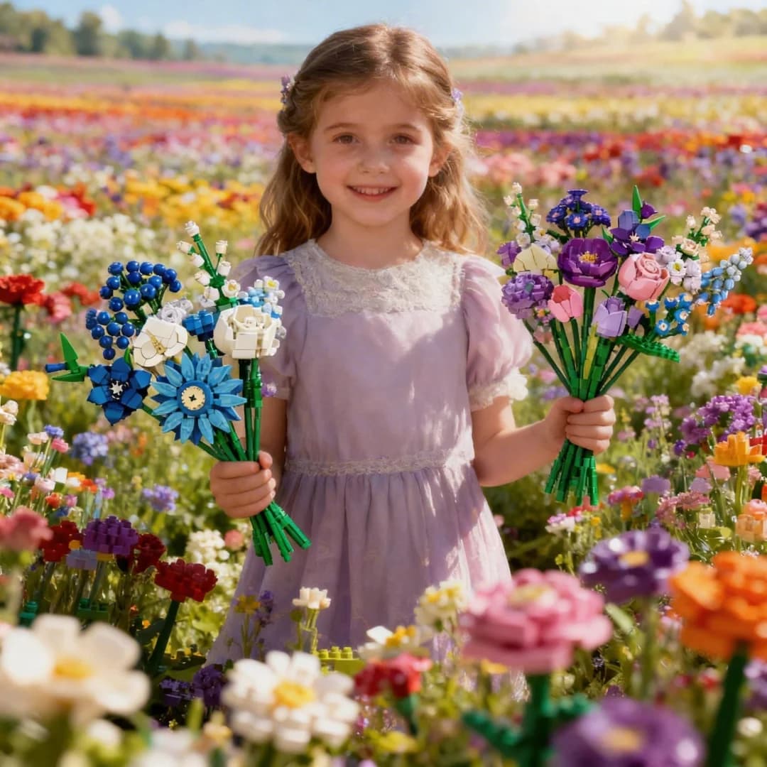 Blocchi da Costruzione Bouquet di Fiori Fai-da-Te - Regalo Educativo per Bambine, Decorazione per Casa, Regali per San Valentino, Anniversari e Natale