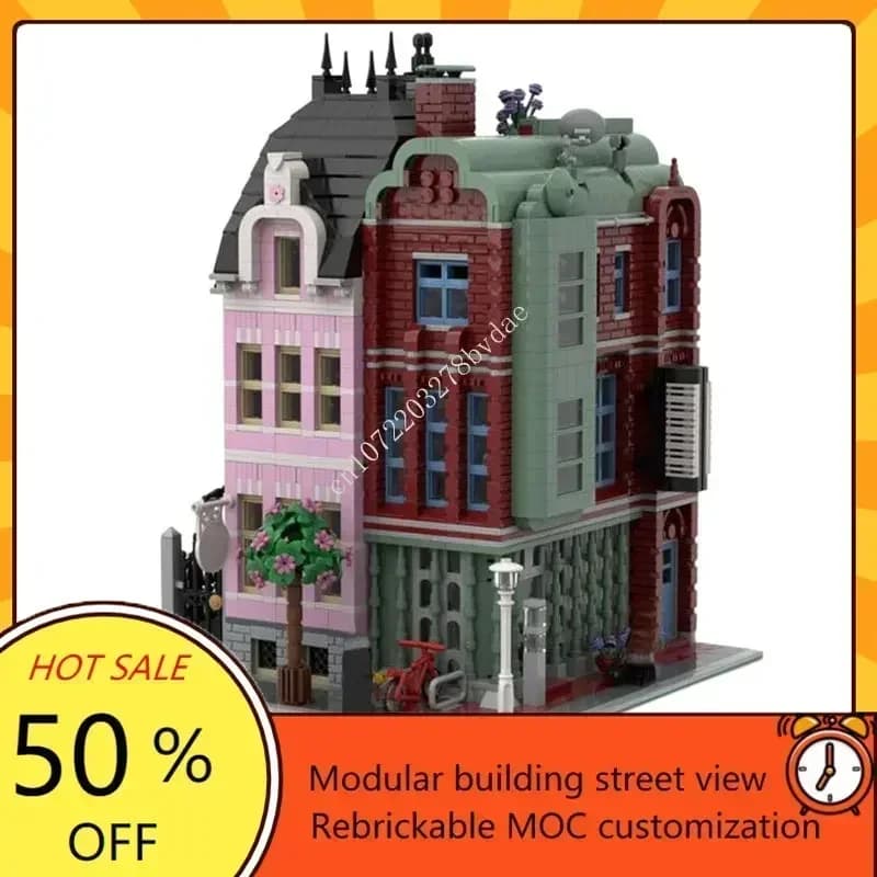 3007PCS Negozio di musica modulare MOC Personalizzato Street View Modello Architettura creativa Assemblaggio fai-da-te Puzzle educativo Giocattolo regalo