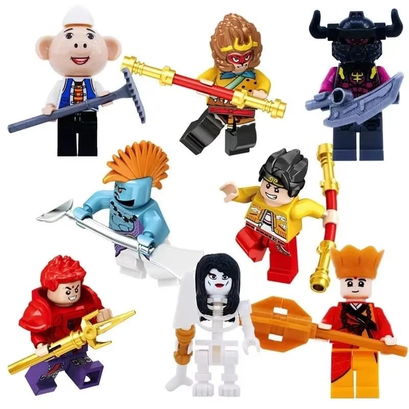 Decorazioni Natalizie JZ19006 Viaggio in Occidente Minifigure Bambola Giocattolo Cartoon Assemblata con Piccole Particelle in Sacchetto