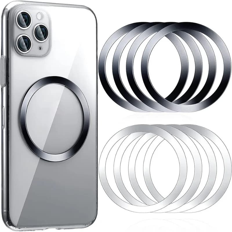 2026 New 5/10Pcs Magnetic Metal Plate Ring, MagSafe Compatible Iron Sheet Sticker for Wireless Charger & Car Phone Holder