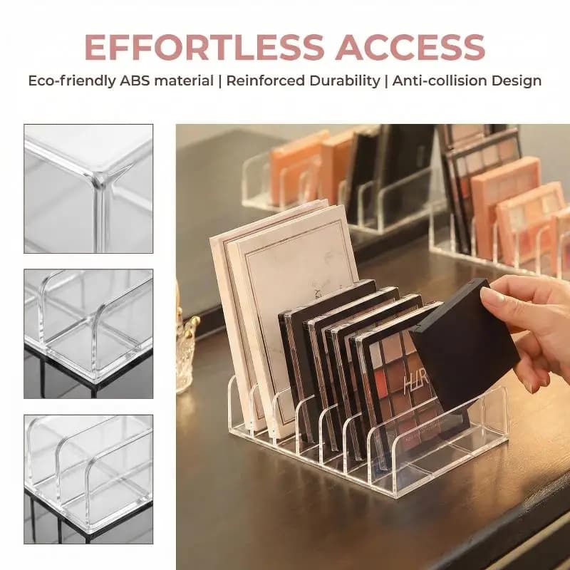 Espositore per Palette Ombretti con 7 Scomparti, Organizzatore Trucchi da Scrivania, Porta Cosmetici per Toeletta, per un'Organizzazione Ordinata