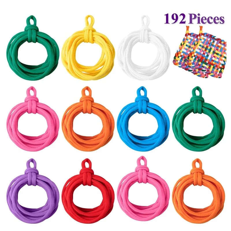 A04G-192 Pieces Loom Potholder Loops Weaving Loom Loops Weaving Craft Loops With Multiple Colors For DIY Crafts Supplies