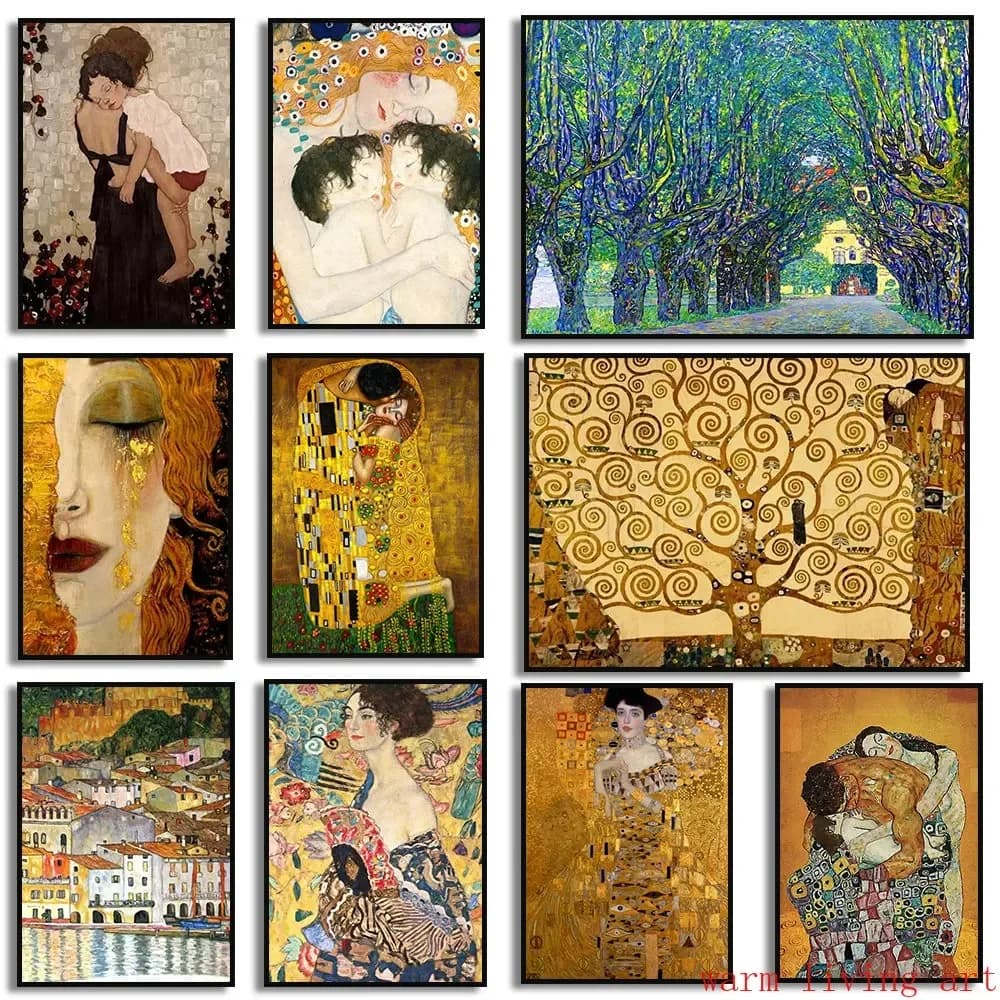 Artist Gustav Klimt Classic Collection The KissFreya's Tears Painting Canvas Print Poster Wall Art Picture for Living Room Decor