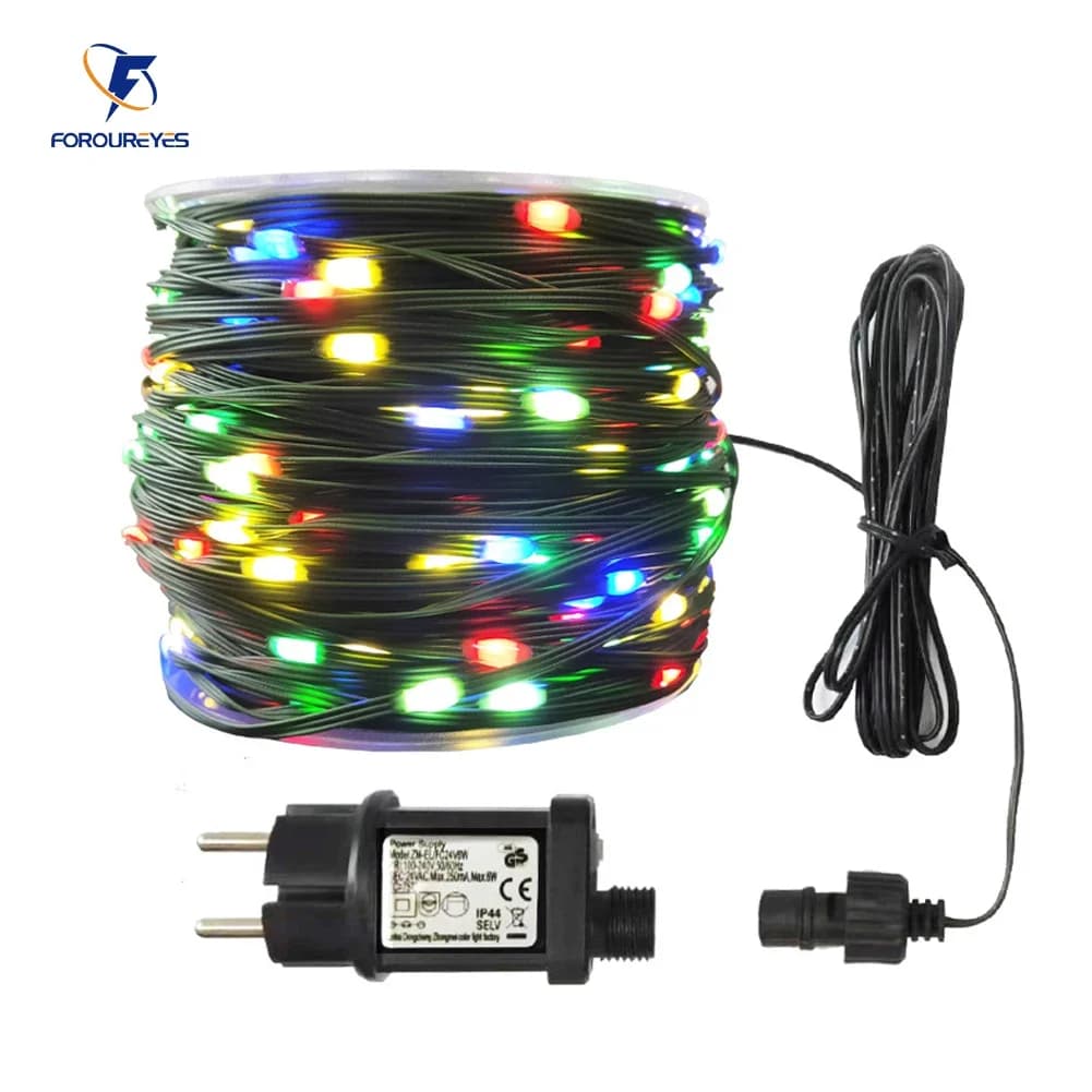 50m 100m Luci a Led 8 modalità Festone Impermeabile per esterni 24V Lucine Filo isolato in gomma Luci della stringa Decorazione del giardino