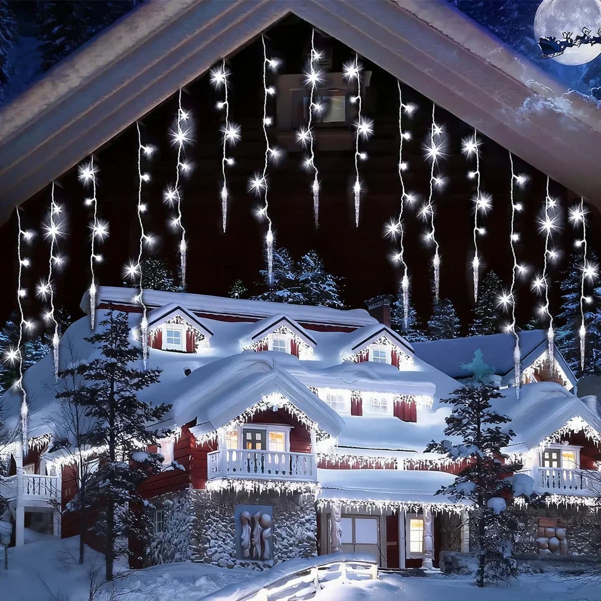 Pop 1pc 96 LED Ghiacciolo Di Natale Ghiacciolo Luci Della Stringa Fata Tenda Decorativa Lampada Alimentata USB Per Finestra Particceria Diserbo Decorat