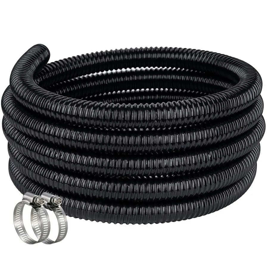 2,10 m Black PVC reinforced hose for pond pump, fountain, garden, waterfall, non-toxic