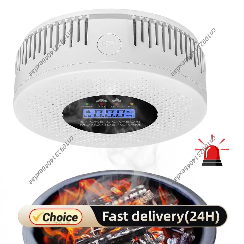 Rilevatore di Fumo e Monossido di Carbonio con Display LCD, Allarme Fumo e CO Alimentato a Batteria per Casa, Corridoi, Camera da Letto