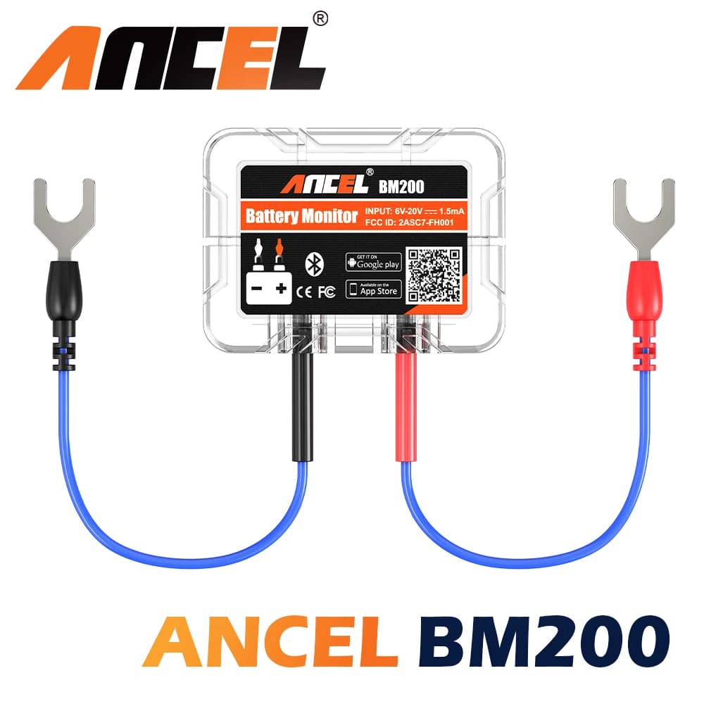ANCEL BM200 Monitor Batteria Wireless Bluetooth 12V per Auto, Tester di Salute della Batteria, Supporta Monitoraggio di Massimo 4 Auto