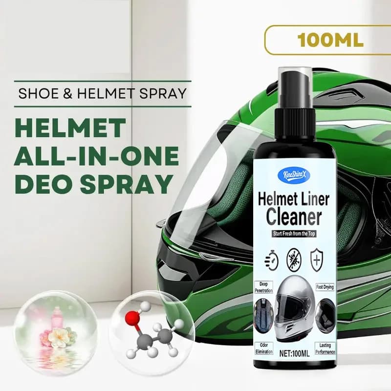 100ml Helmet Liner Cleaner Spray, Fast Drying Odor Control for Motorcycle Helmets, Gloves, Boots, Shoes and Protective Gear Care