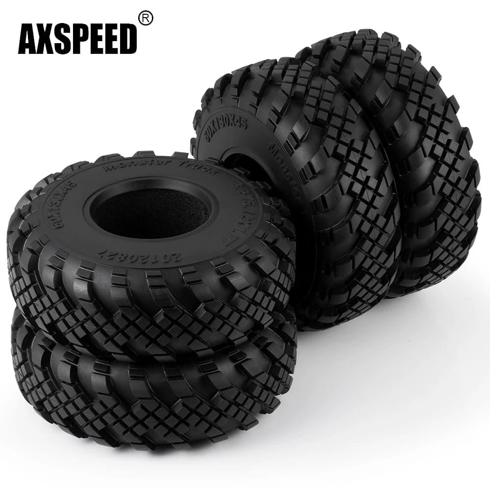AXSPEED Pneumatici in Gomma da 2,2 Pollici (130mm OD, 45mm Spessore) per Axial Wraith TRX-4 1/10 RC Crawler, Cerchioni Universali