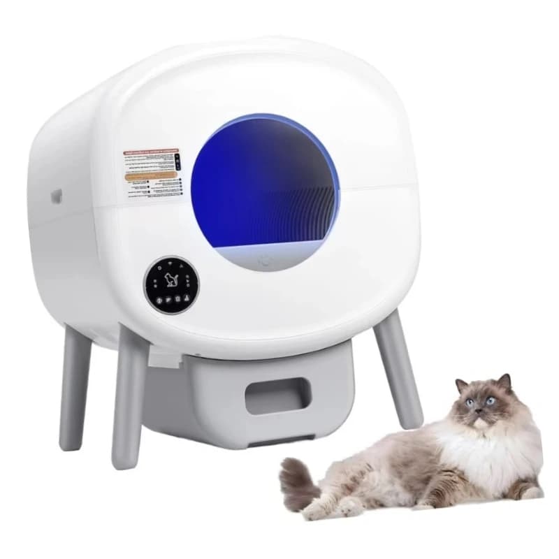 Lettiera Automatica Extra Large per Gatti, Toilette Autopulente in Plastica Resistente con Controllo Intelligente degli Odori, Smaltimento Rifiuti Silenzioso