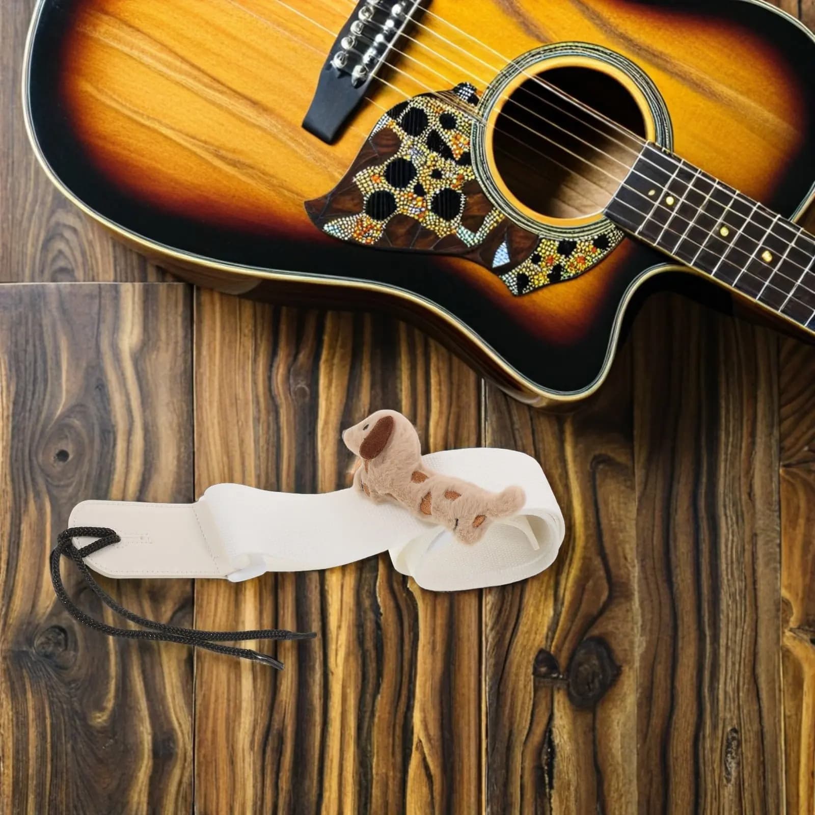 Tracolla per chitarra regolabile con design 3D a forma di cane, morbida e confortevole, supporto per spalla per chitarra elettrica, acustica, basso, ukulele e altri strumenti musicali