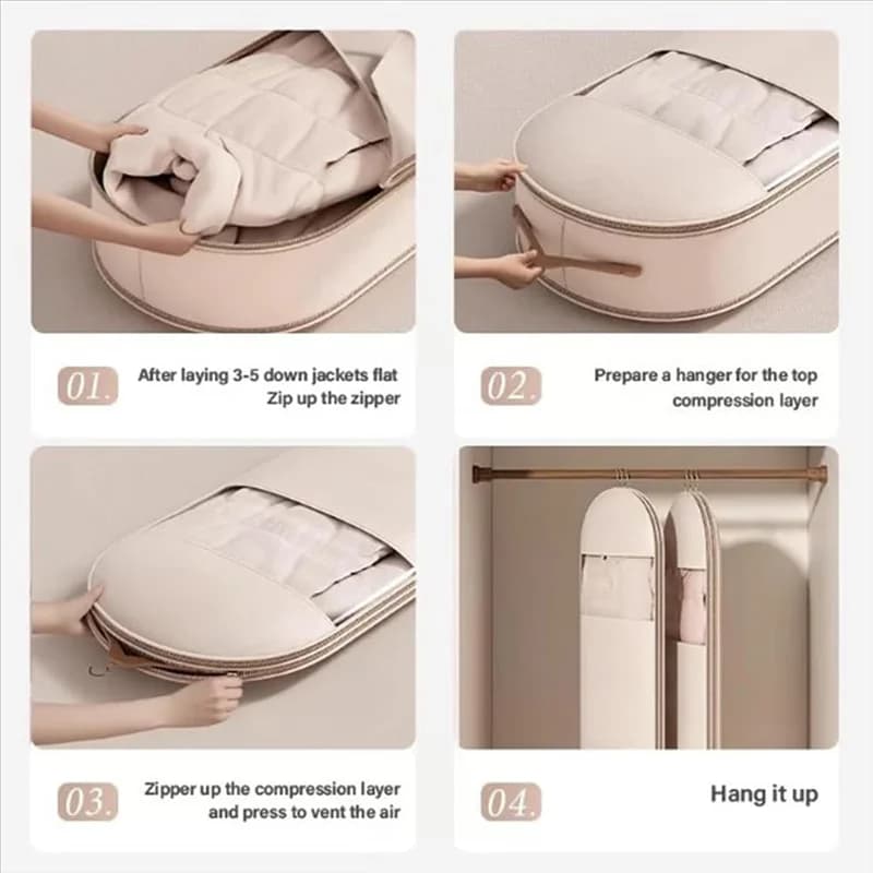 Borsa a compressione per giacca ABUL-Down con cerniera autoscompressione per una efficiente conservazione dei vestiti