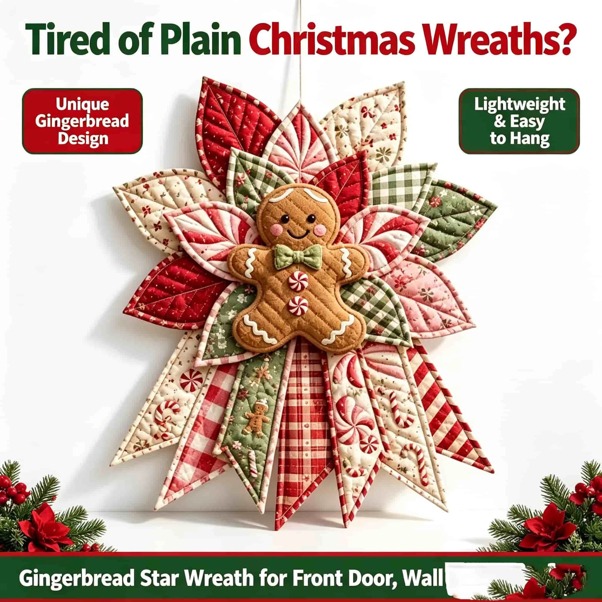 DIY Quilted Christmas Wreath Sewing Kit Fabric Door Hanging Accessories Handmade Festival Craft Decoration Set Christmas Decorat