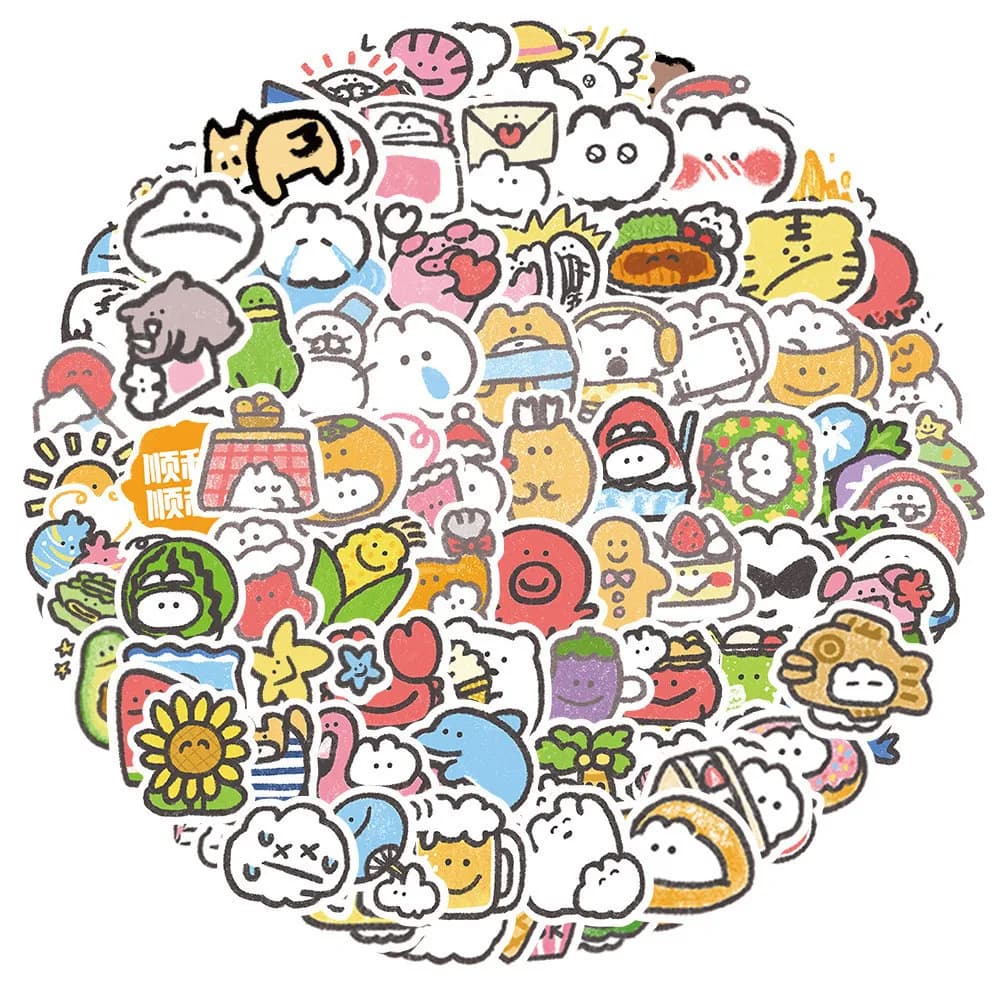 100 Pieces Wall decal Cartoon Carini Mokmokchan for Helmet, Bicycle, Diary, Astuccio, Decalcomanie, Sticker Story Store