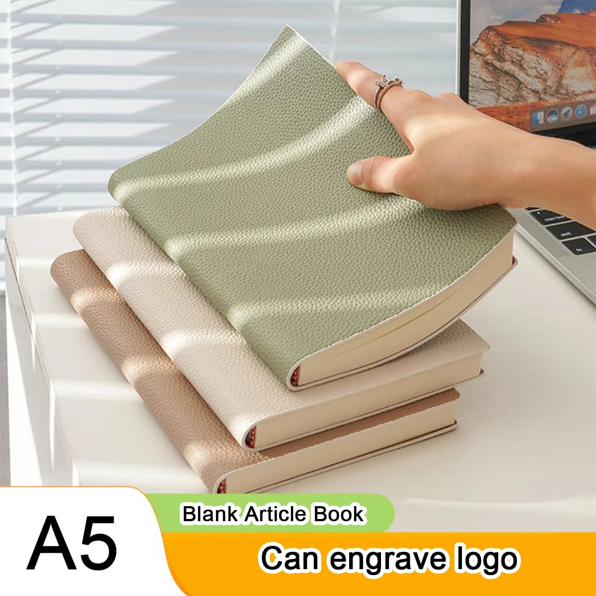 (Can Engrave Logo) A5 Blank Pages, Thickened Leather Notebook, Student Notepad, Drawing Book, Sketchbook, Business Record Book