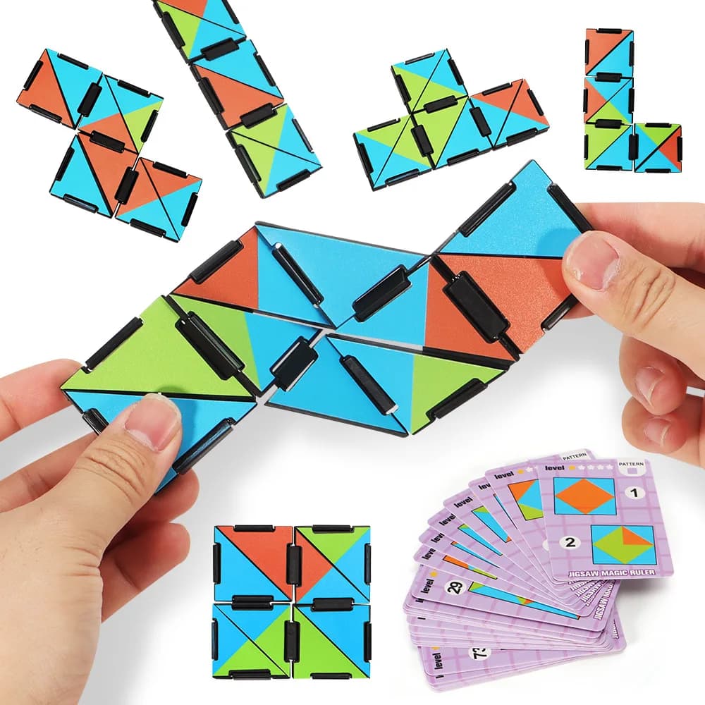Magic Snake Transformable Jigsaw Puzzle, Twist Fidget Brain Teaser Toy, STEM Educational Stress Relief Game for Kids Adults