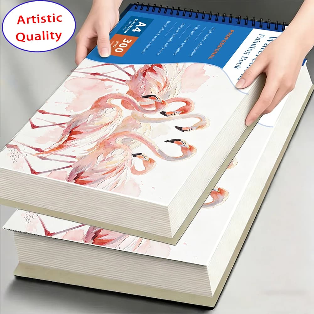A4 & A5 Watercolor Sketchbook, 300GSM Thick Paper, 16 Sheets, Bleed-Proof Art Pad for Watercolor, Gouache & Mixed Media Painting