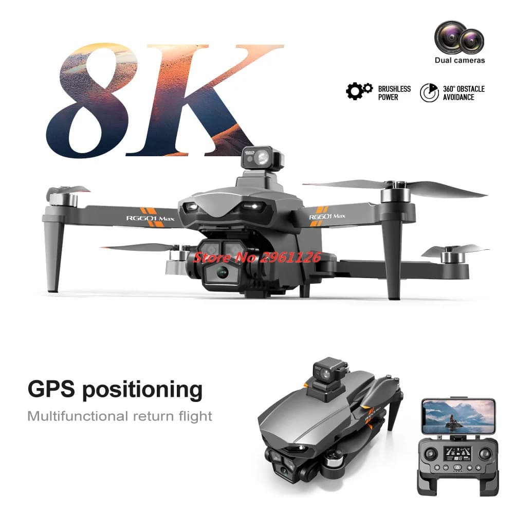 8K Evitamento Ostacoli Drone 8K Doppia Fotocamera Fotografia Aerea Quadcopter Opzione Posizione del Flusso Brushless RC Dron Aereo Giocattolo Gif
