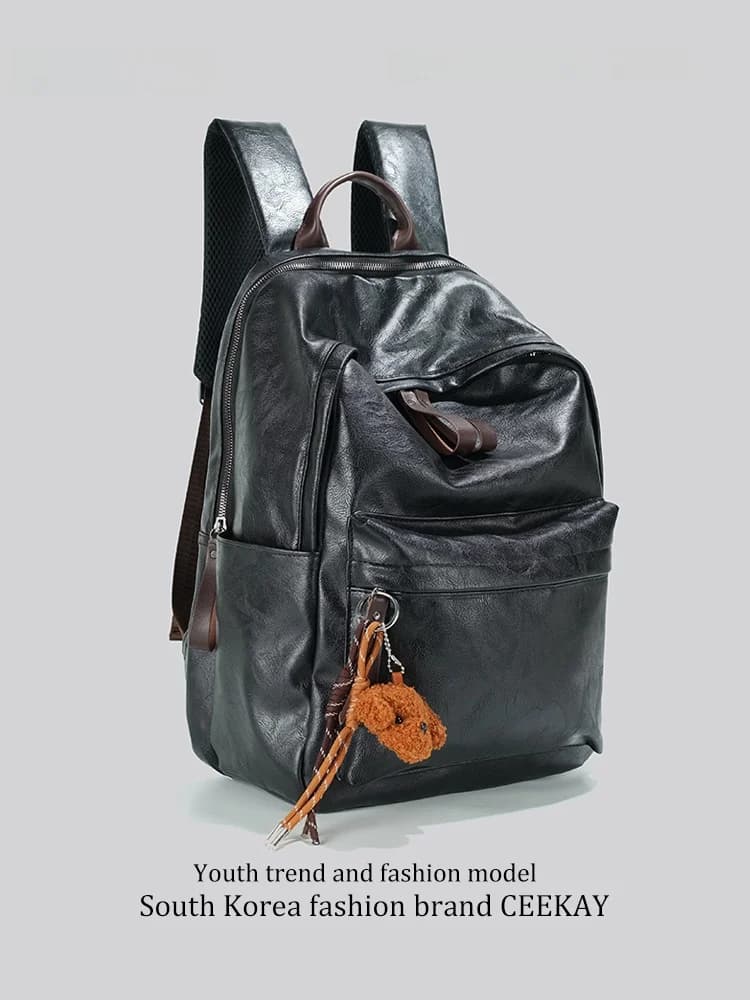 Ceekay Large Capacity Lightweight Travel Backpack Women's Mountain Climbing Bag Luxury Feel Computer Bag Tour PU Leather Back...