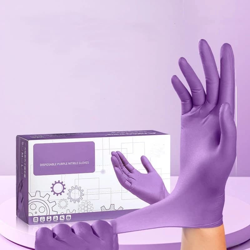 20/50/100PCS Guanti in nitrile monouso viola Guanti per la pulizia della casa per salone di bellezza Estetista Unghie senza lattice e polvere