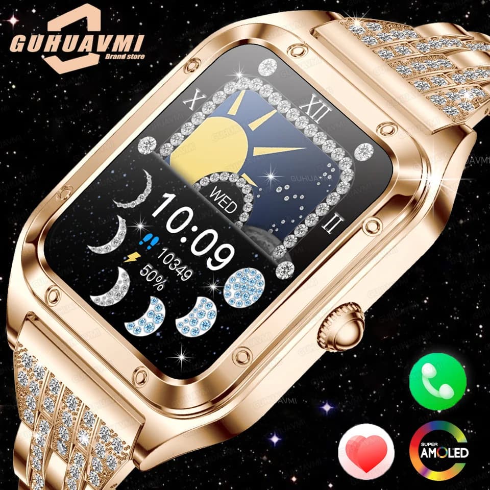 Orologio intelligente alla moda da donna, chiamata Bluetooth, braccialetto sportivo per la pressione sanguigna, impermeabile, quadrante personalizzato fai da te, smartwatch da donna