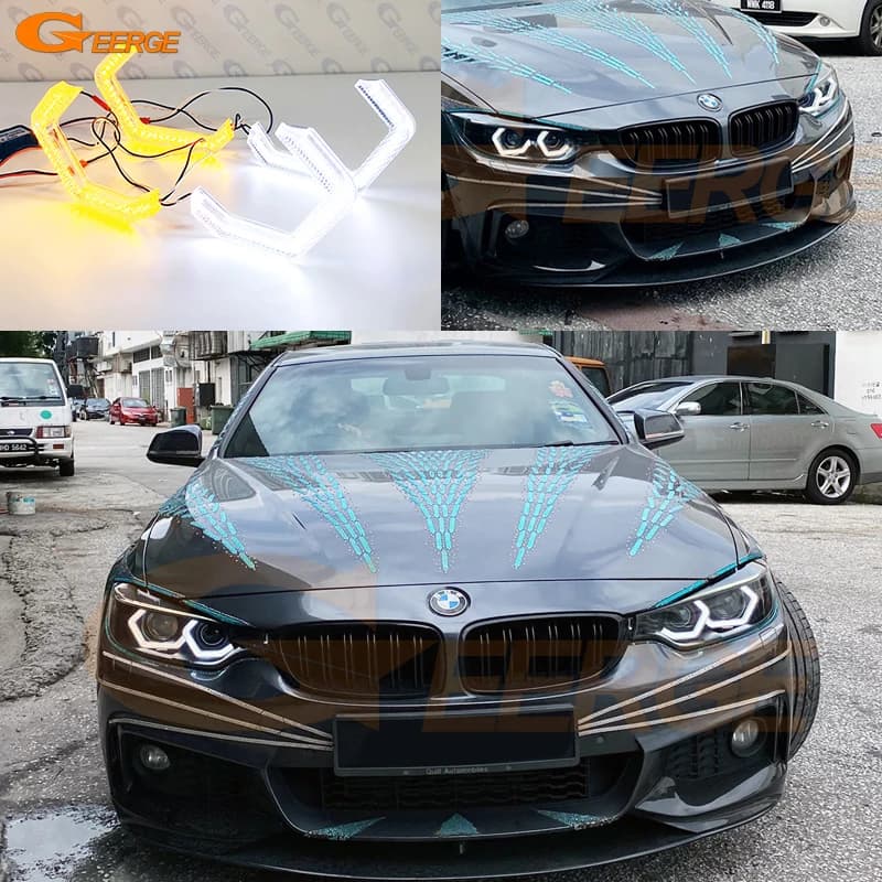 For BMW 4 Series F32 F33 F36 F82 F83 M4 2014 - 2019 Ultra Bright Acrylic Concept M4 Iconic Style LED Angel Eyes Kit Halo Rings