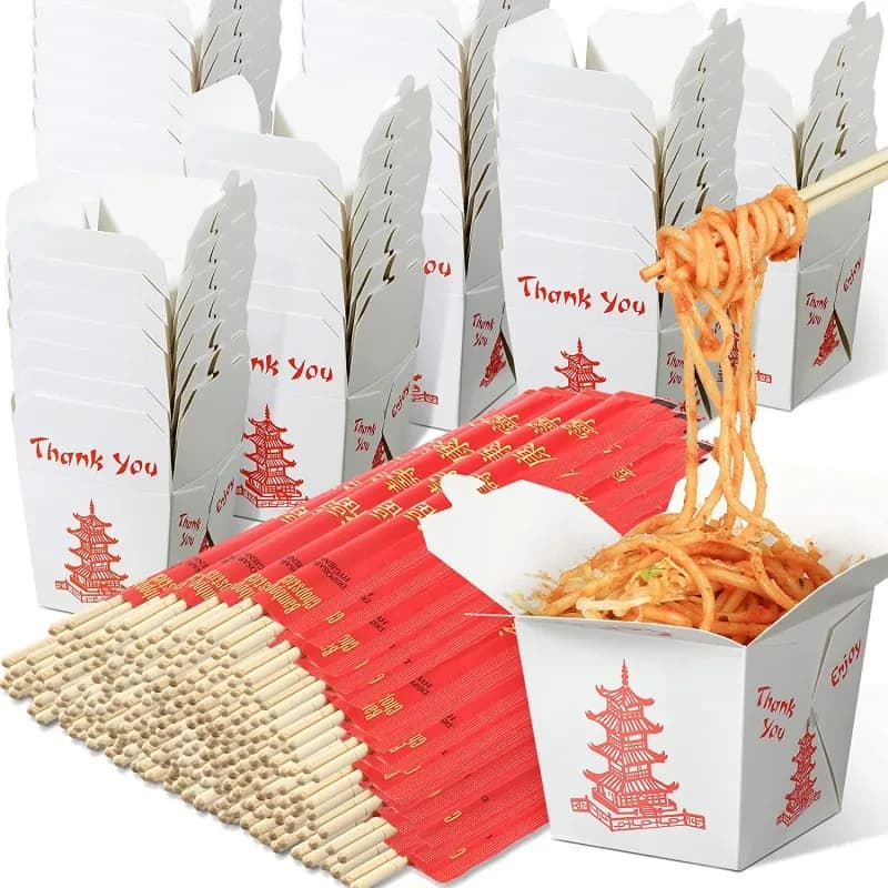 Contenitori per alimenti cinesi da asporto pagoda senza manico Scatole per noodle usa e getta Preparazione dei pasti.