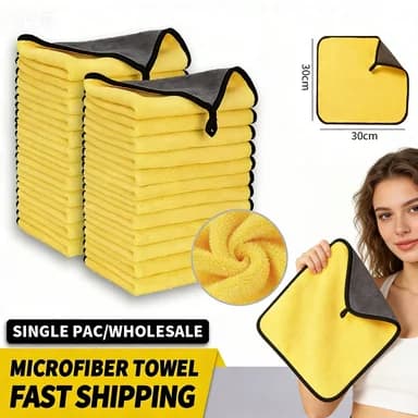 Set di 5-10 Panni in Microfibra 30x30 cm per Lavaggio Auto, Alta Assorbenza, Doppio Lato, per Asciugatura, Lucidatura e Ceratura