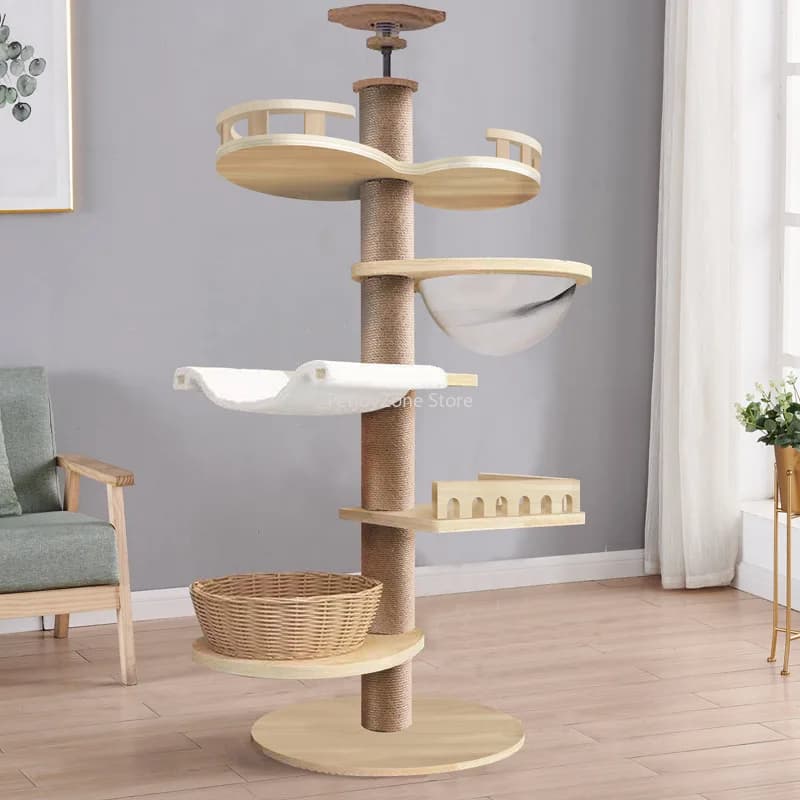 Wholesale Pet Product Wooden Sisal Scratcher Cat Climbing Tree
