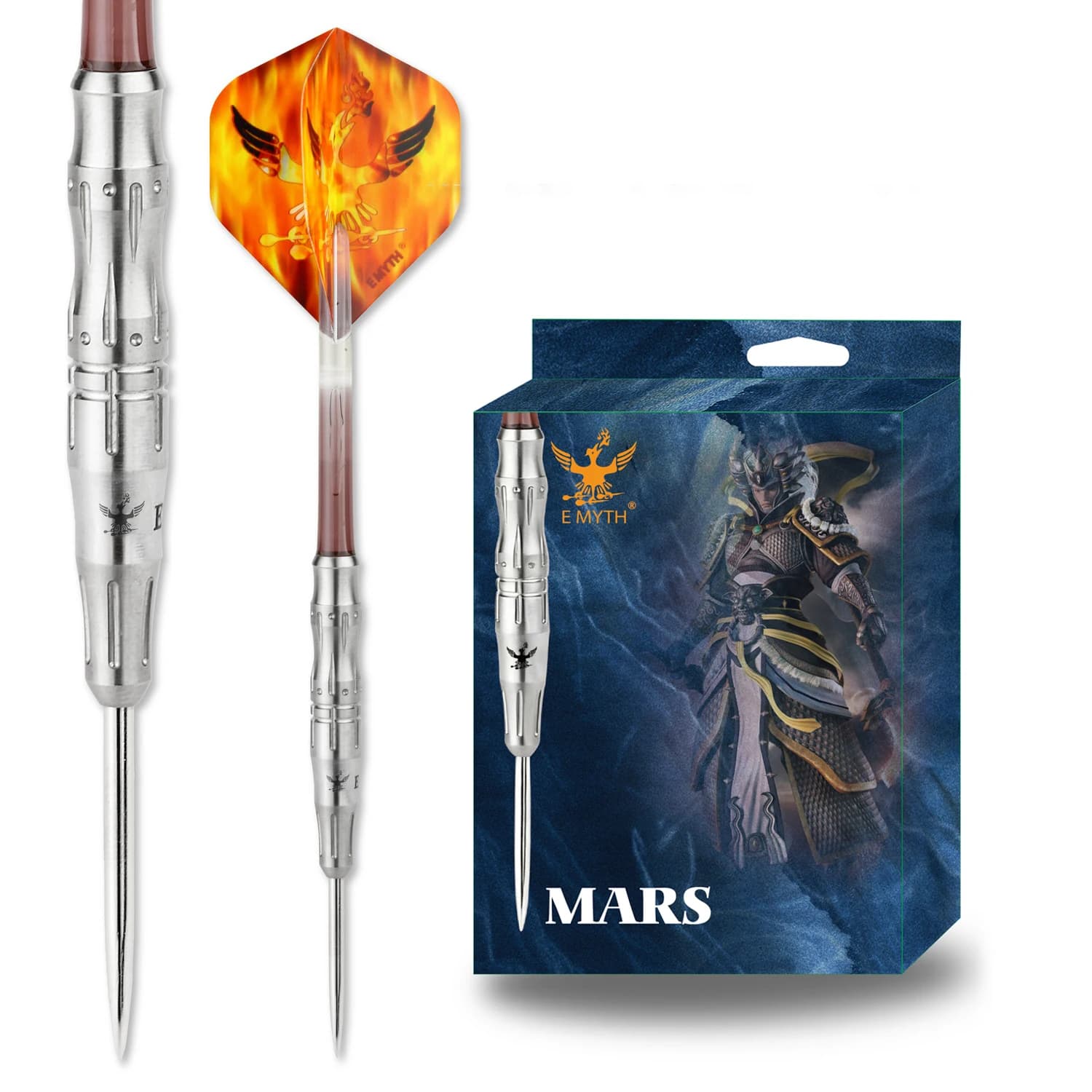 E MYTH Serie Mars Set da 3 Pezzi 21g 90% Tungsteno Argento Freccette con Punta in Acciaio Resistenti alle Cadute per Competizioni e Gioco per Adulti