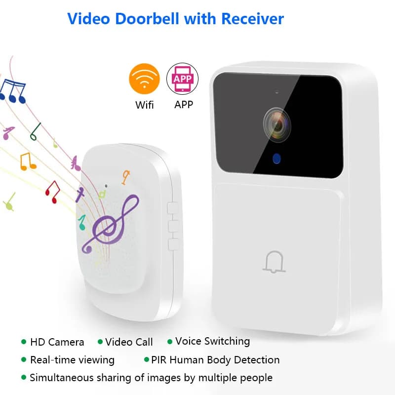 Videocitofono WIFI Telecamera + visione notturna wireless Dingdong Sicurezza domestica intelligente Campanello HD Citofono bidirezionale Cambio vocale per la casa