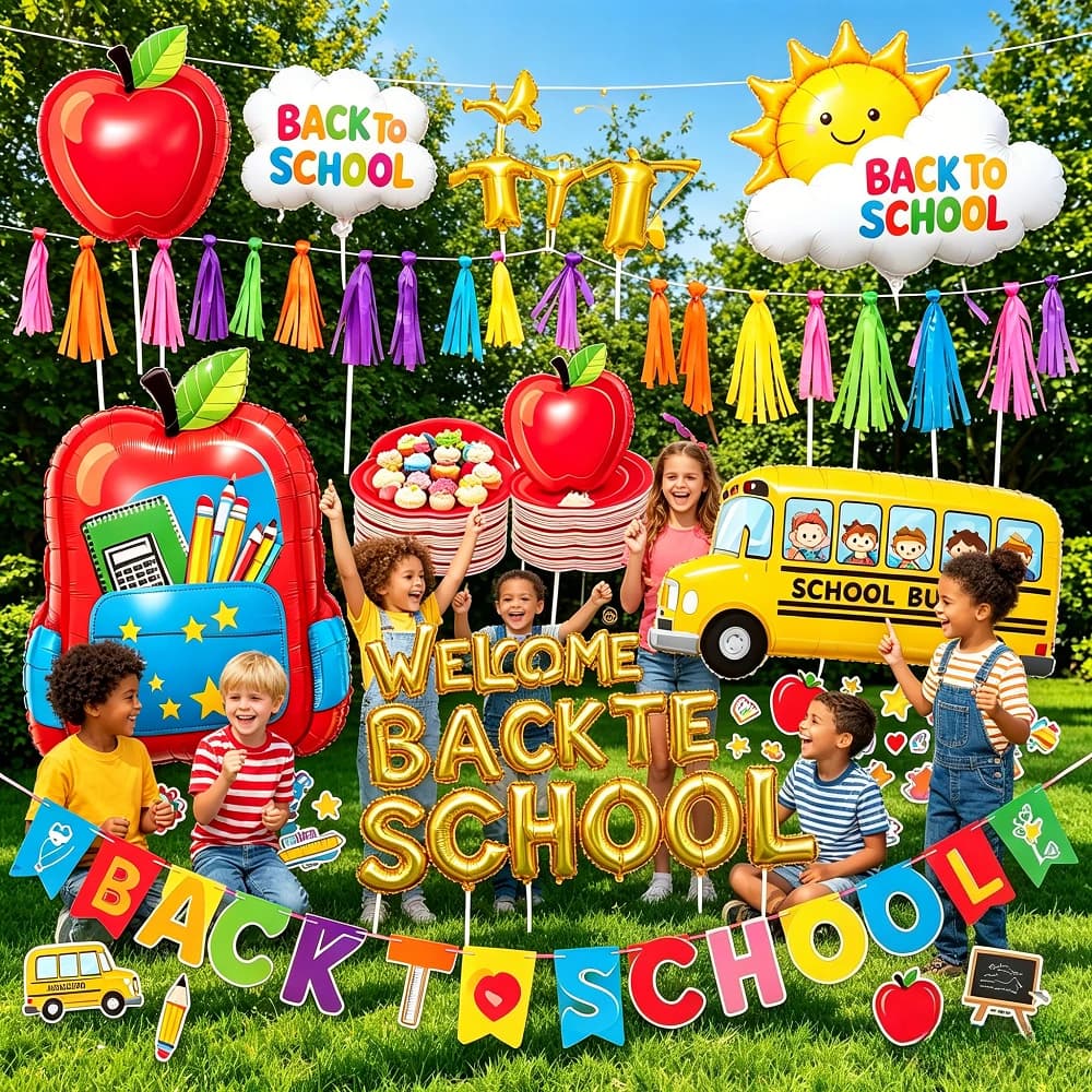 Back To School Party Decoration Set for Children's School Graduation Decoration Apple Pencil Tableware Balloon Decoration Props