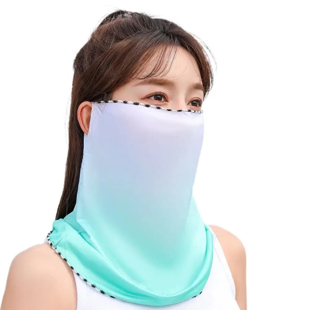 Solar Mask with Collo and Face Protection, Velo Parasole Gradiente per Guida, Maschera Viso Donna in Seta Ghiaccio per Estate