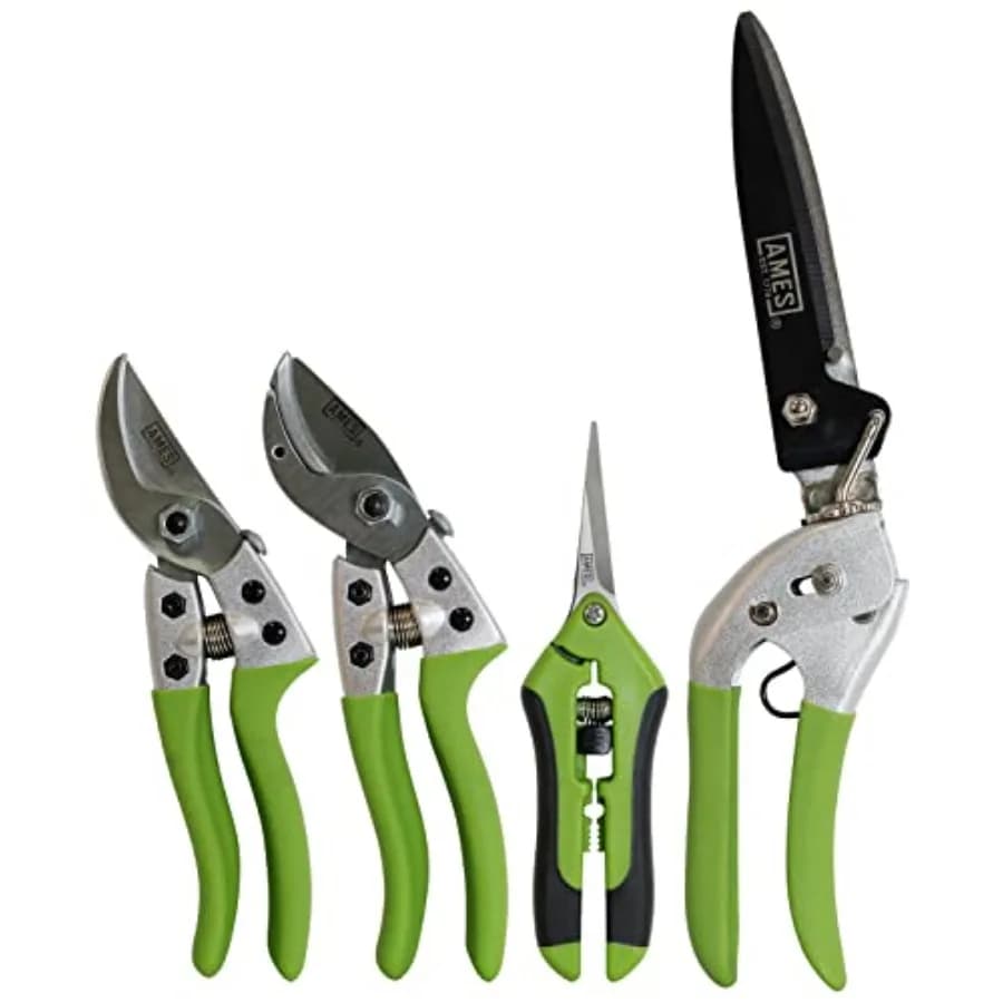 Set da 4 pezzi Kit di Attrezzi per Potatura con Forbici a Bypass, Cesoie da Giardino, Cesoie per Erba, Custodia in Tela