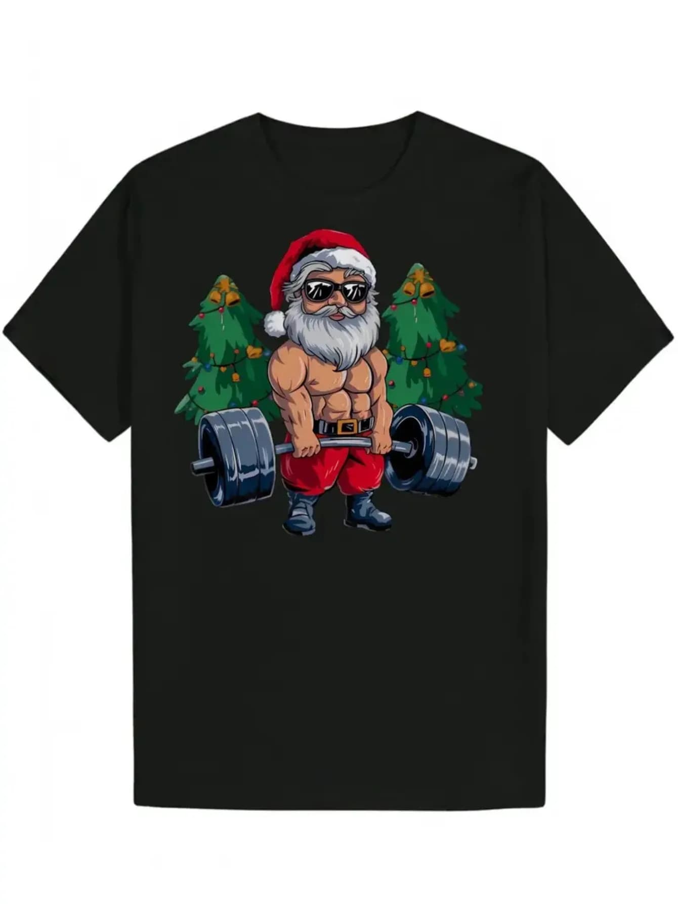 A classic men's Christmas theme shirt, with a fun and fashionable design, round neck and short sleeves, with retro style.