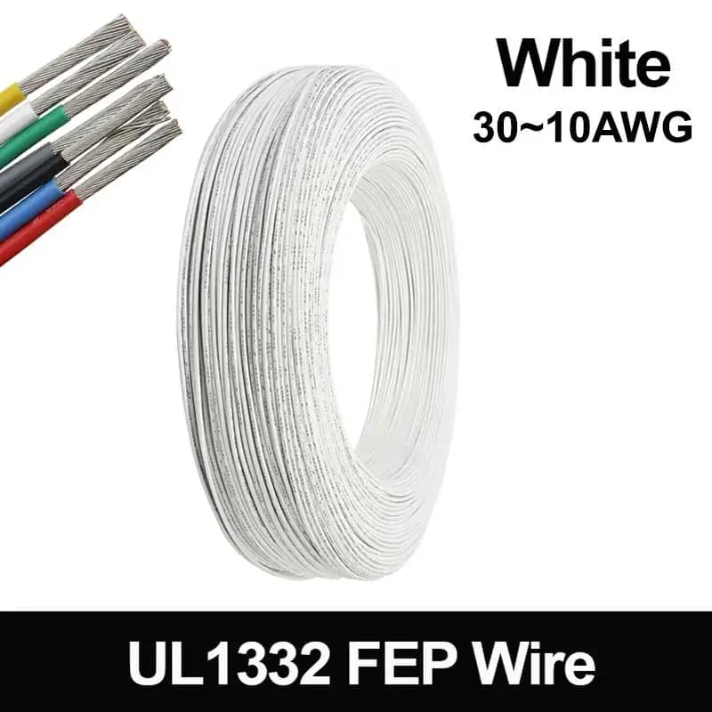 Cavo PTFE bianco UL1332 da 1 ~ 100M 30 28 26 24 22 20 18 16 14 12 10AWG Cavo elettrico in rame stagnato per isolamento FEP per stampante 3D