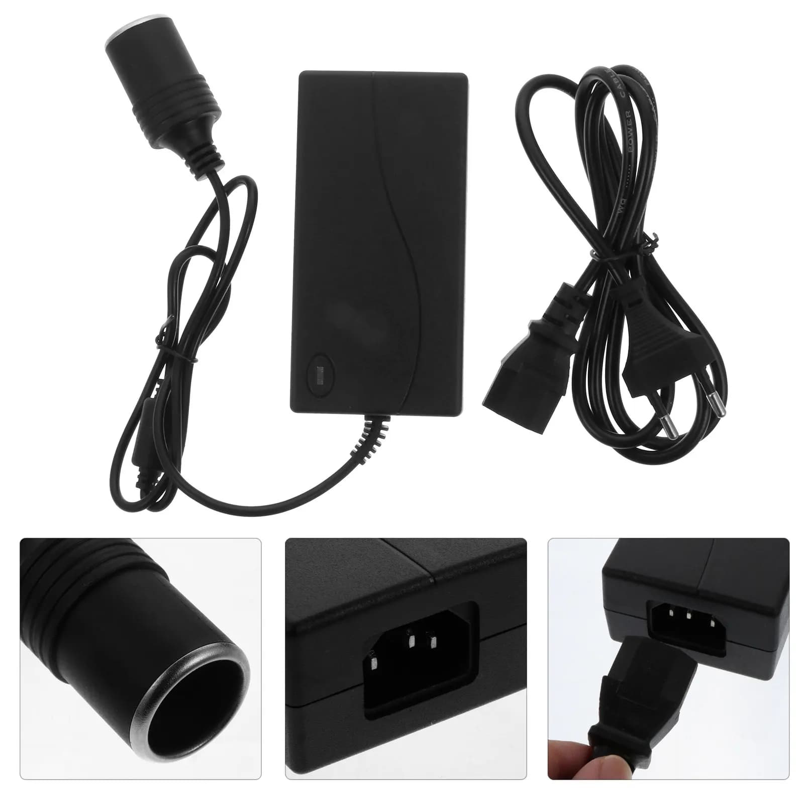 Adattatore di Alimentazione Portatile per Auto da 220V a 12V, Convertitore con Spina EU, Alimentatore per Veicoli per Registratore, Frigorifero, Aspirapolvere, Riscaldatore per Sedili