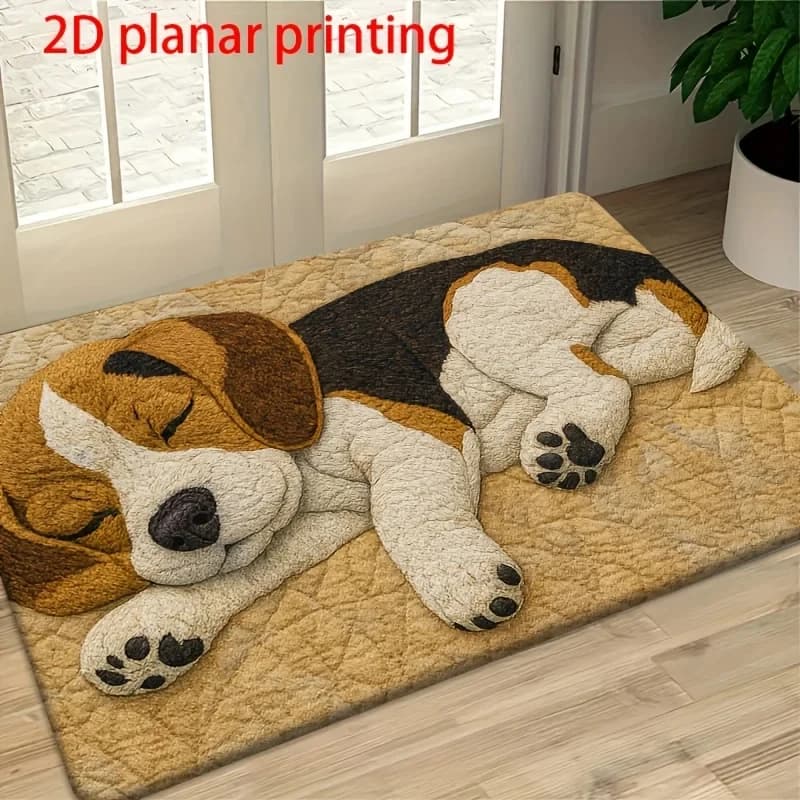 VIKAMA Tappetino Antiscivolo Lavabile con Stampa 3D di Cane Beagle Dormiente, per Ingresso, per Amanti dei Cani