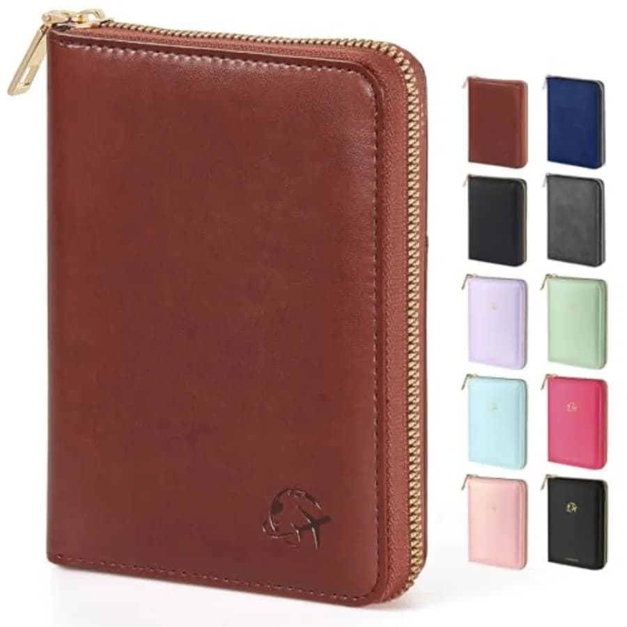 Passport Holder Cover with Safe Zipper Closure, Premium Passport Wallet for Travel, Sleek RFID Blocking Card Case, Waterproof T