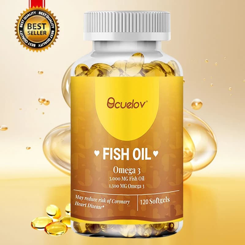 Olio di Pesce Omega-3 da Pesca Selvatica 3000mg – Alto Contenuto di EPA e DHA, Supporta la Salute di Cuore, Cervello, Occhi, Articolazioni, Pelle e Sistema Immunitario, Alta Assorbenza