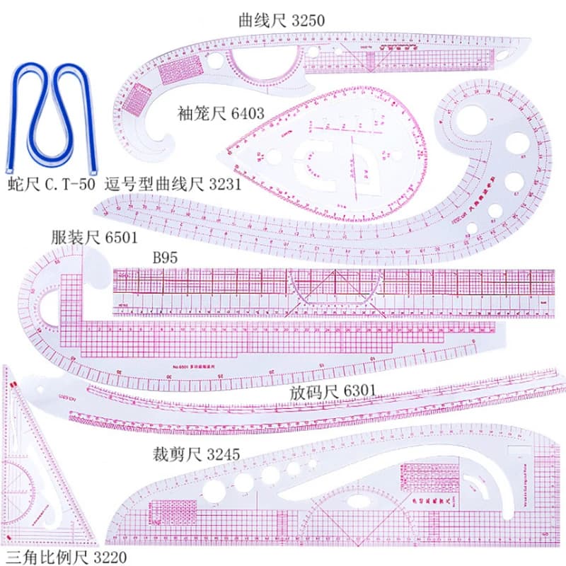 5/6/9 pz Set Sarto Misura Righello Kit FAI DA TE Modelli di Sarto Cucito Disegno Quilting Strumenti Abbigliamento Patchwork Taglio Curva Mestiere