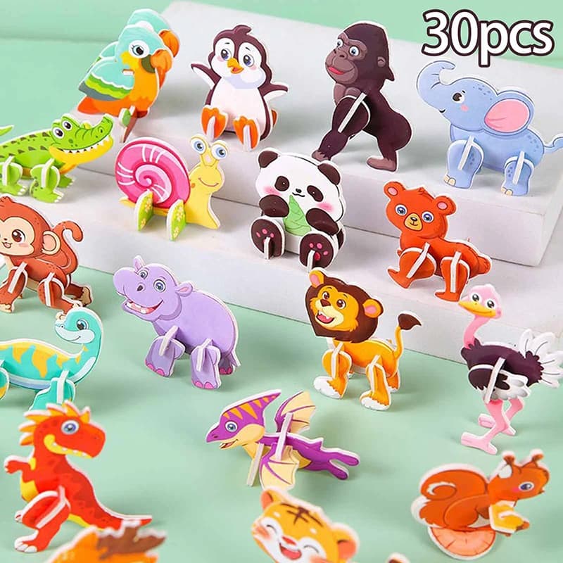 【Bellissimi】30 mini puzzle di carta fai-da-te con animali dei cartoni animati, giocattoli per bambini, bomboniere per feste di compleanno, premi per l'asilo, pinata