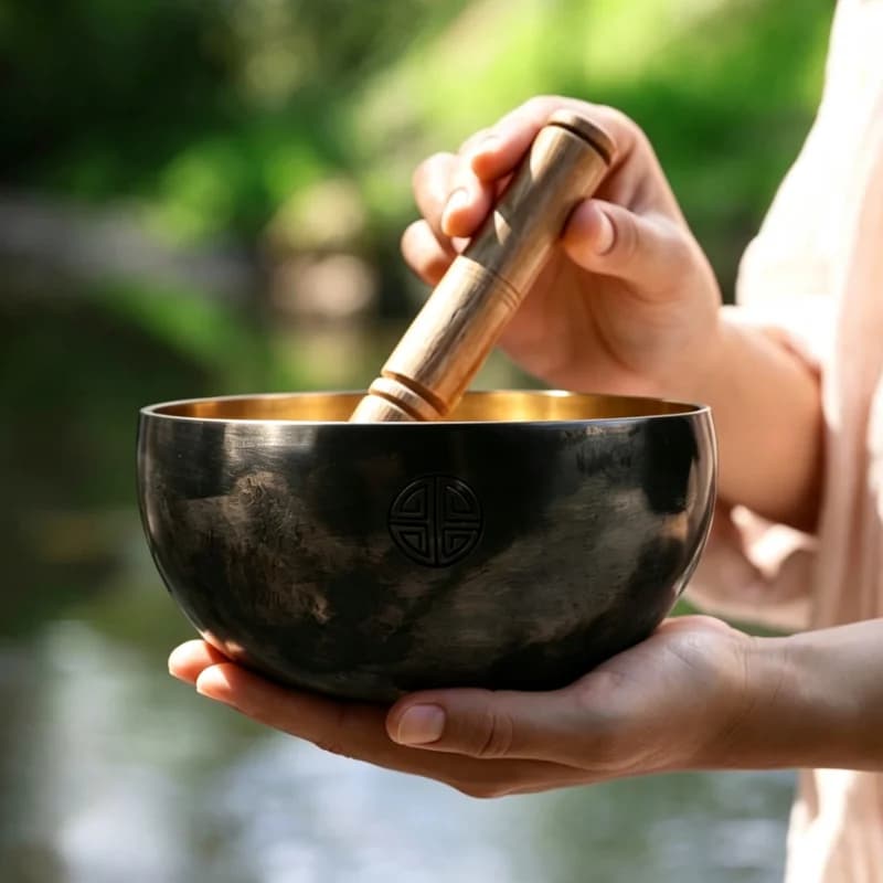 Nepal Full Moon Singing Bowl Meditation Yoga Copper Sound Bowl Outdoor Sound Healing Singing Bowls Handmade Black Gold Bowls
